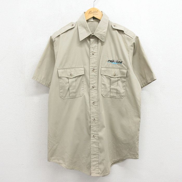 80s 半袖ワークシャツ プロライン ベージュ メンズL相当 | 古着