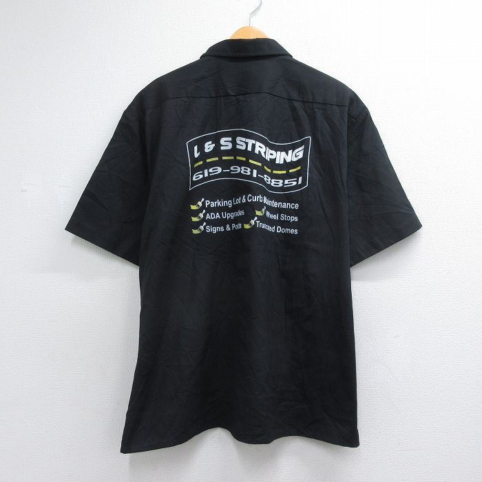 ディッキーズ 半袖ワークシャツ L&S STRIPING ブラック メンズXL相当 | 古着