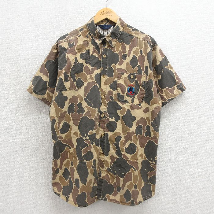 コロンビア 90s 半袖ハンティングシャツ ダックハンターカモ ブラウン メンズL相当 | 古着
