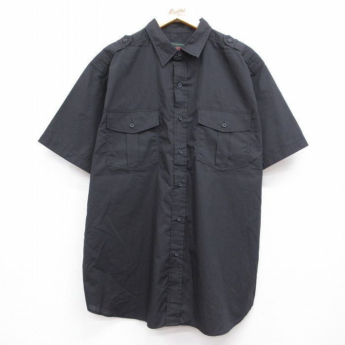 XL★古着 マックレガー 半袖 ワーク シャツ メンズ 90年代 90s ロング丈 ブラック 26jul04