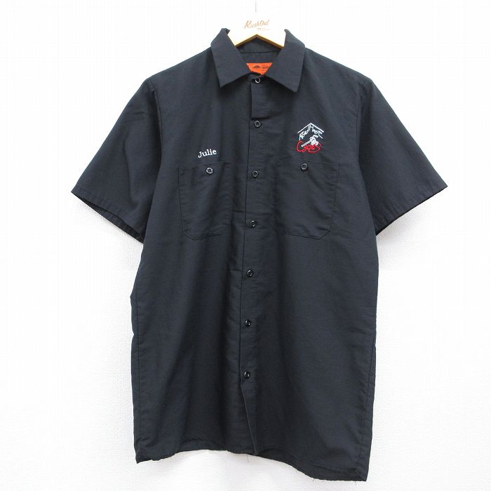 レッドキャップ 90s 半袖ワークシャツ Read House Cycles ブラック メンズM相当 | 古着
