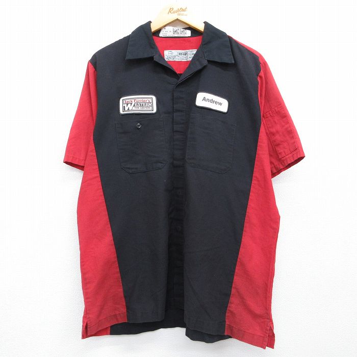 レッドキャップ 半袖ワークシャツ Jack Furriers ツートンカラー ブラック メンズXL相当 | 古着