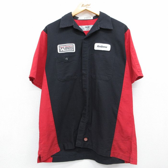 レッドキャップ 半袖ワークシャツ Jack Furriers ツートンカラー ブラック メンズXL相当 | 古着