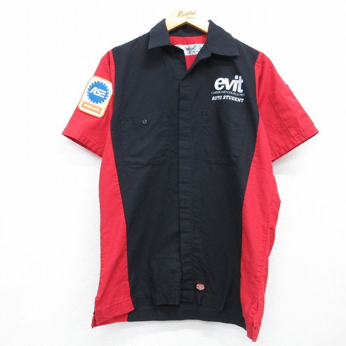 レッドキャップ M 半袖ワークシャツ ツートンカラー ブラック メンズM相当 | 古着
