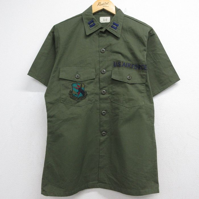 80s 半袖ミリタリーシャツ USエアフォース カーキ メンズM相当 | 古着