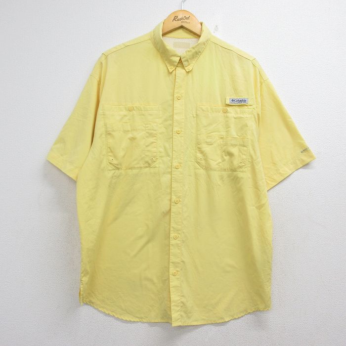 コロンビア 半袖フィッシングシャツ PFG イエロー メンズXL相当 | 古着