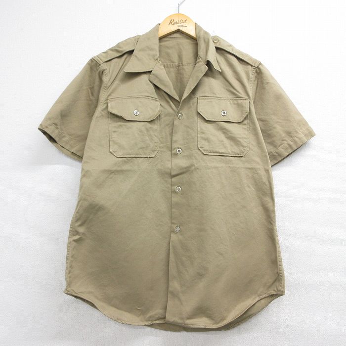 70s 半袖ミリタリーシャツ ベージュ メンズM相当 | 古着