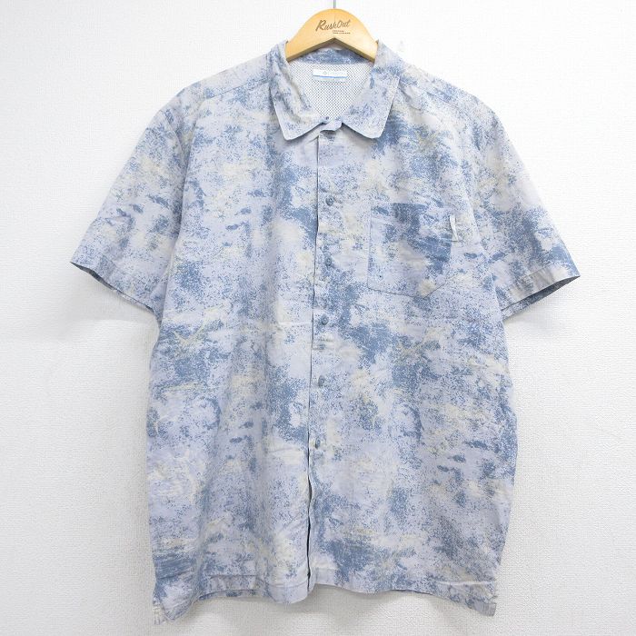 コロンビア 半袖ミリタリーシャツ PFG ブルー メンズL相当 | 古着