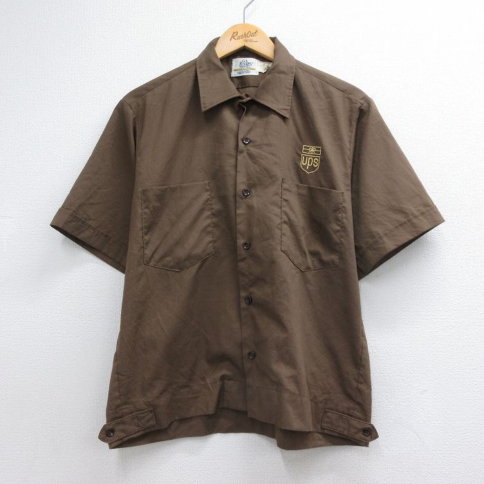 90s 半袖ワークシャツ UPS ブラウン メンズM相当 | 古着