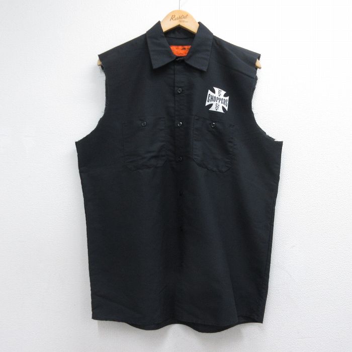 古着通販 XL☆古着 レッドキャップ ノースリーブ ワーク シャツ メンズ