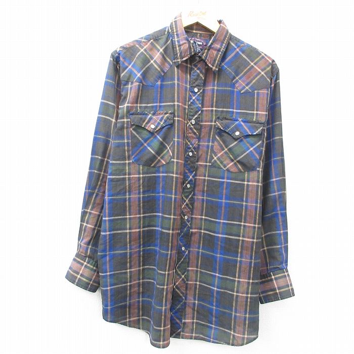 00s 長袖ウエスタンシャツ ブラウンチェック XL | 古着