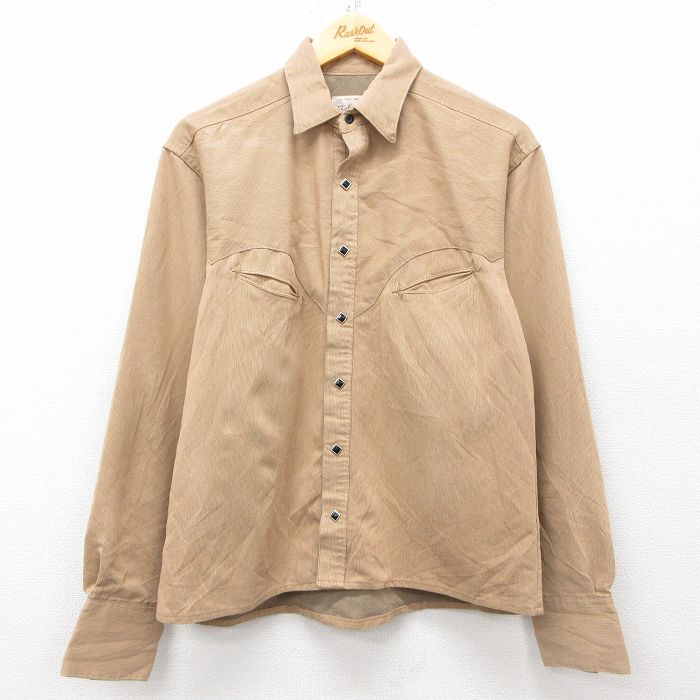 L★古着 ロックマウント ROCK MOUNT 長袖 ウエスタン シャツ メンズ 90年代 90s USA製 ベージュ カーキ 【spe】 25mar19 中古 トップス
