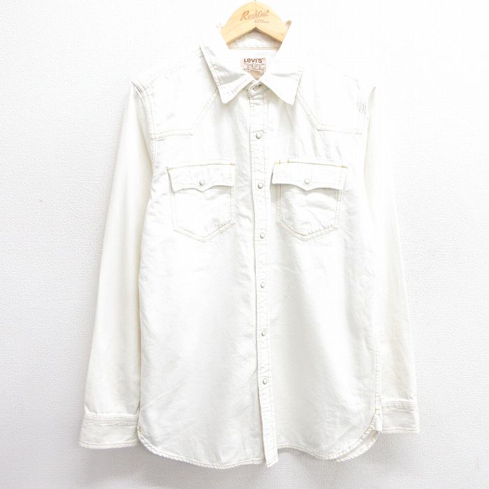 M★古着 リーバイス Levis 長袖 ウエスタン シャツ メンズ 90年代 90s 生成り 25mar24 中古 トップス