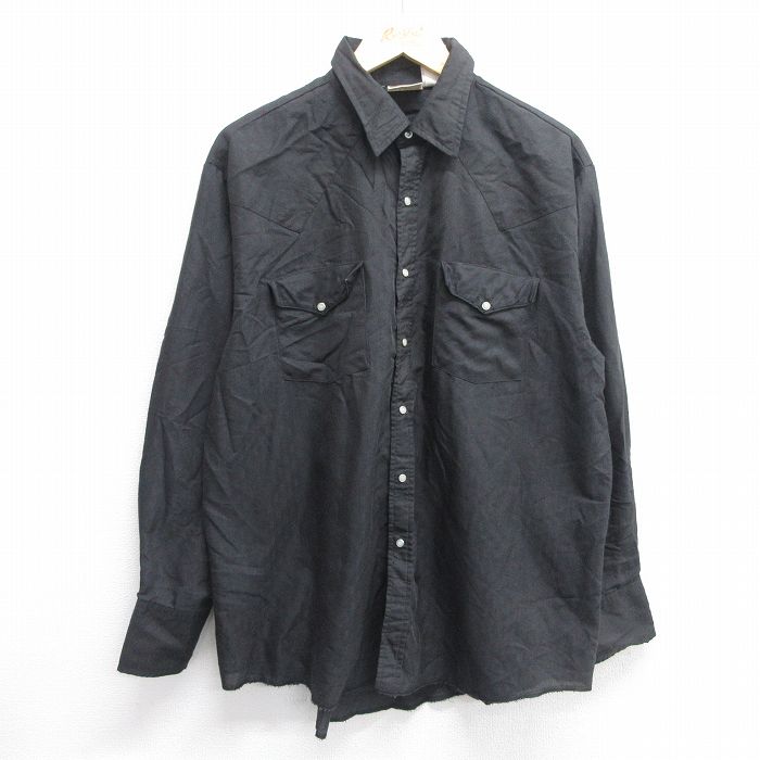 XL★古着 長袖 ウエスタン シャツ メンズ 90年代 90s USA製 黒 ブラック 25mar25 中古 トップス