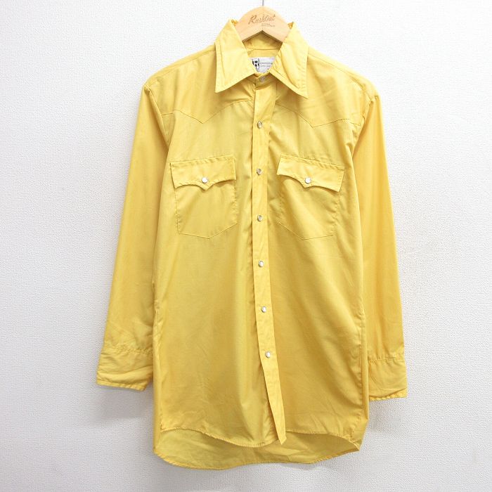 M★古着 長袖 ウエスタン シャツ メンズ 90年代 90s 黄 イエロー 25mar25 中古 トップス
