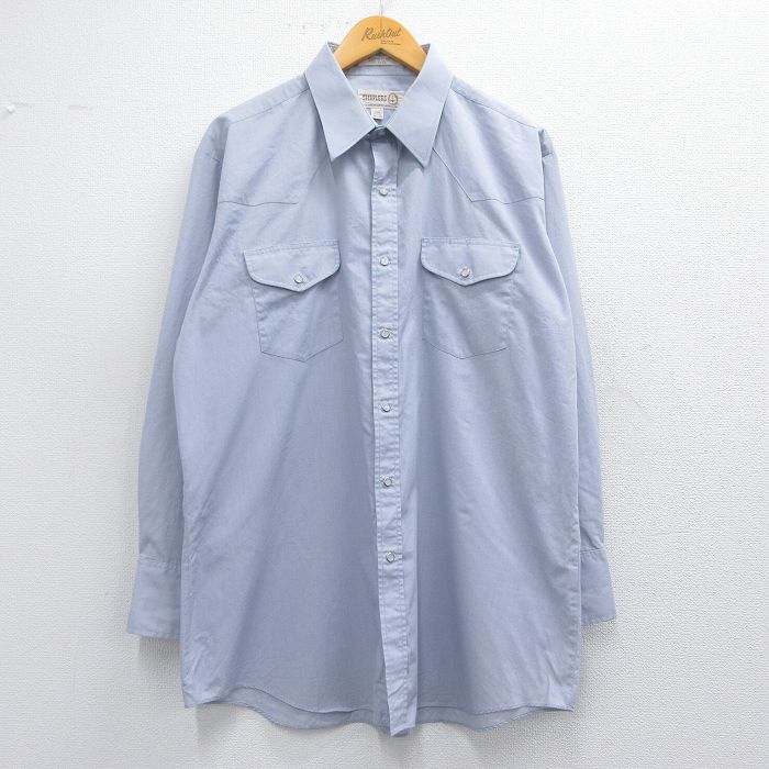 XL★古着 長袖 ウエスタン シャツ メンズ 90年代 90s ロング丈 グレー 25mar27 中古 トップス