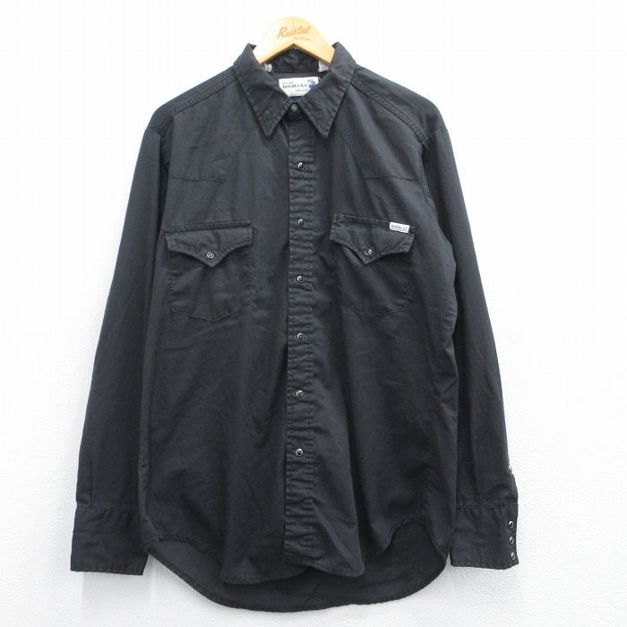 L★古着 ローバックス 長袖 ウエスタン シャツ メンズ USA製 黒 ブラック 25mar27 中古 トップス