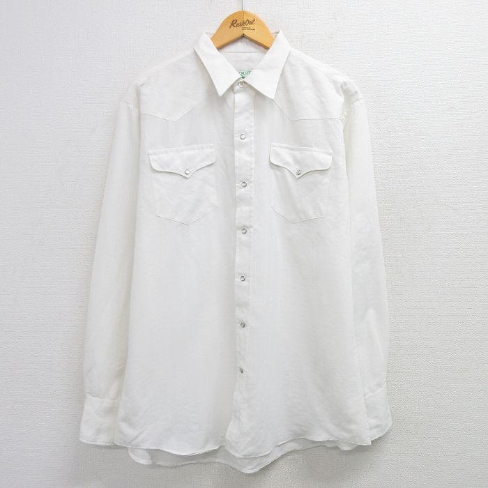 XL★古着 長袖 ウエスタン シャツ メンズ 90年代 90s USA製 白 ホワイト 25apr02 中古 トップス