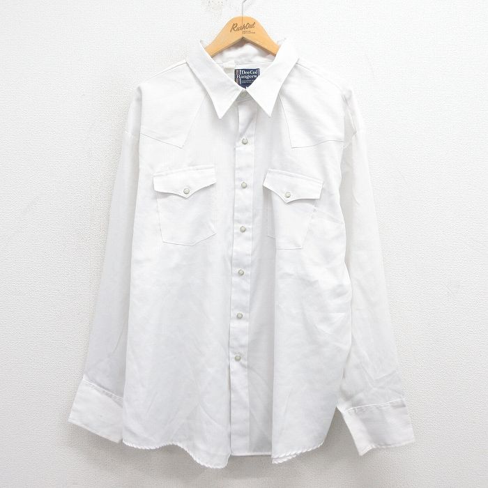 【20%OFF】XL★古着 DEE CEE 長袖 ウエスタン シャツ メンズ 80年代 80s 大きいサイズ USA製 白 ホワイト 25aug30 中古 トップス