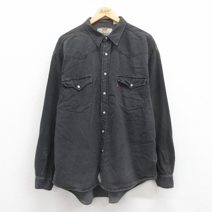 XL★古着 リーバイス Levis 長袖 ウエスタン シャツ メンズ 00年代 00s 大きいサイズ コットン 黒 ブラック デニム 25aug30 中古 トップス
