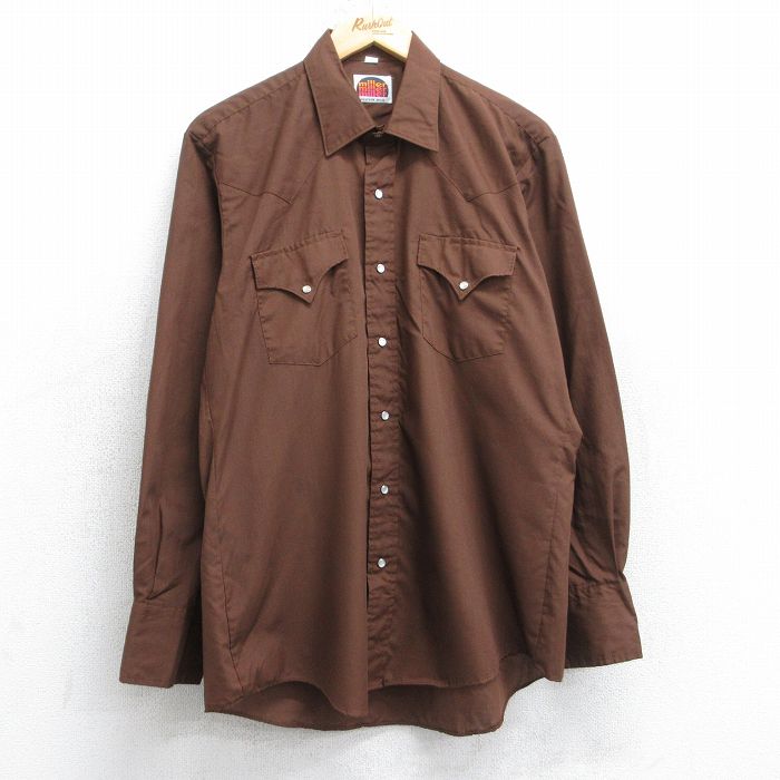 L★古着 ミラー 長袖 ウエスタン シャツ メンズ 80年代 80s 茶 ブラウン 25aug30 中古 トップス