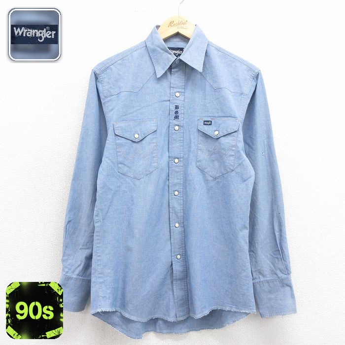 【50%OFF】ラングラー 90s 長袖ウエスタンシャツ ネイビー M | 古着