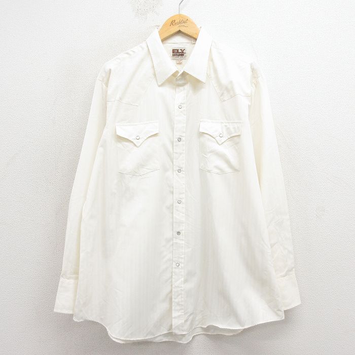 ELY 90s 長袖ウエスタンシャツ ベージュ XL | 古着