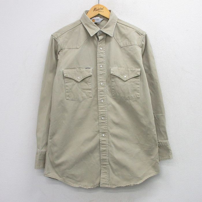 カーハート 90s 長袖ウエスタンシャツ ベージュ L | 古着