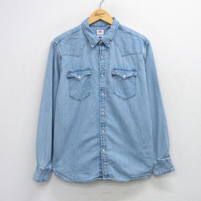 L★古着 リーバイス Levis 長袖 ウエスタン シャツ メンズ コットン 紺 デニム 26feb06