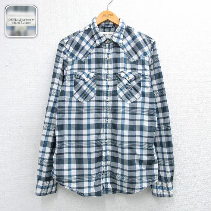 【50%OFF】ラルフローレン 長袖ウエスタンシャツ ネイビーチェック M | 古着