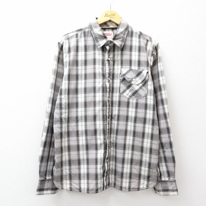 M★古着 リーバイス Levis 長袖 ウエスタン シャツ メンズ グレー他 チェック 26apr06