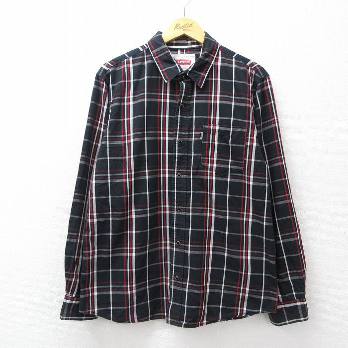 L★古着 リーバイス Levis 長袖 ウエスタン シャツ メンズ 黒他 チェック 26apr06