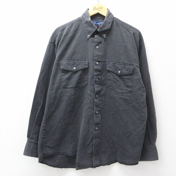 XL★古着 ラングラー 長袖 ウエスタン シャツ メンズ 00年代 00s コットン 黒 デニム 26apr06