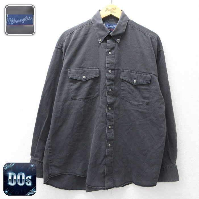 【20%OFF】ラングラー 00s 長袖ウエスタンシャツ ブラック メンズXL相当 | 古着