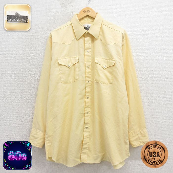 【20%OFF】80s ウエスタンシャツ イエロー メンズXL相当 | 古着