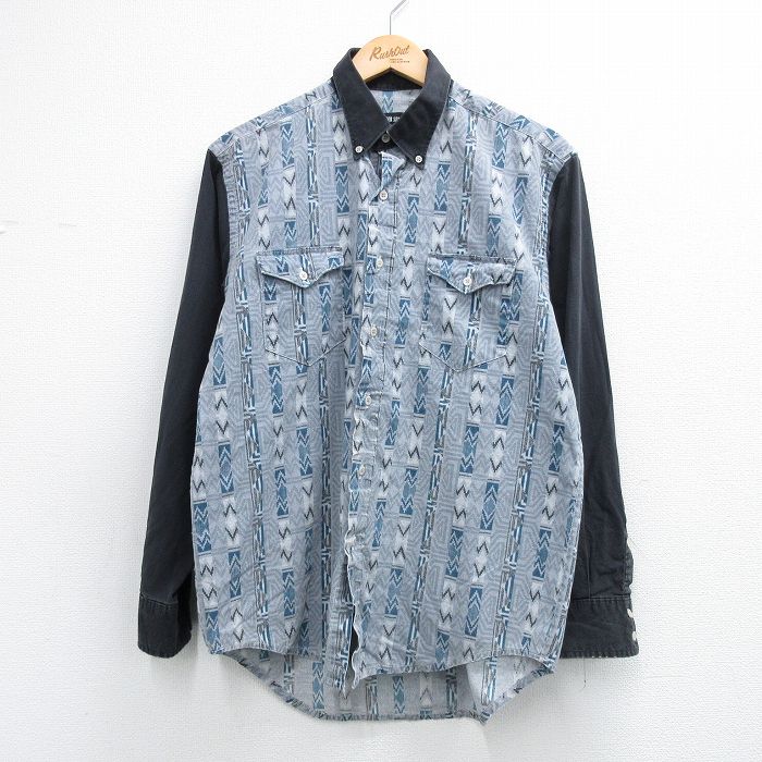 ウエスタンシャツ 90s ネイティブ柄 グレー L | 古着