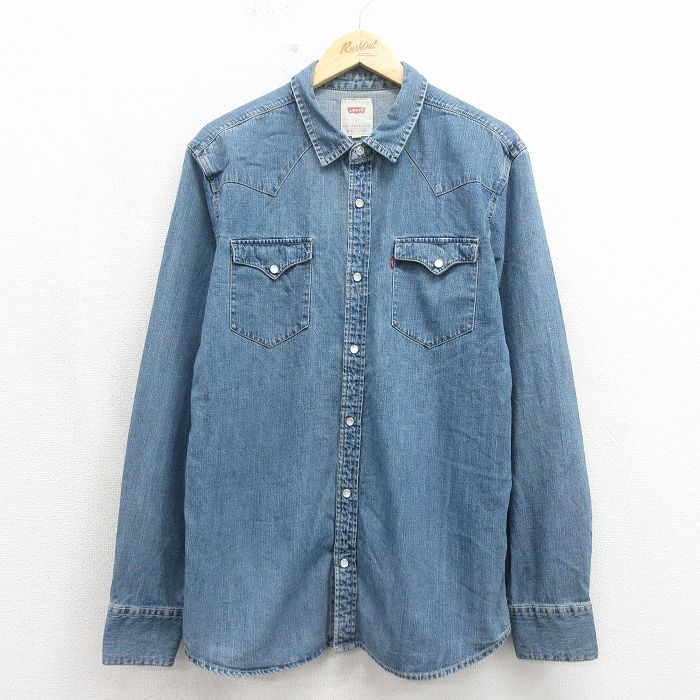 リーバイス 長袖ウエスタンシャツ ネイビー L | 古着