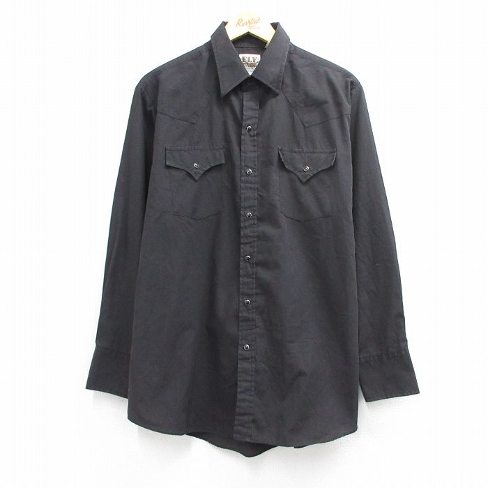 ELY 90s 長袖ウエスタンシャツ ブラック メンズXL相当 | 古着