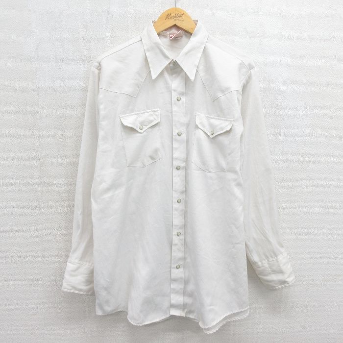 ELY 90s 長袖ウエスタンシャツ ホワイト メンズXL相当 | 古着