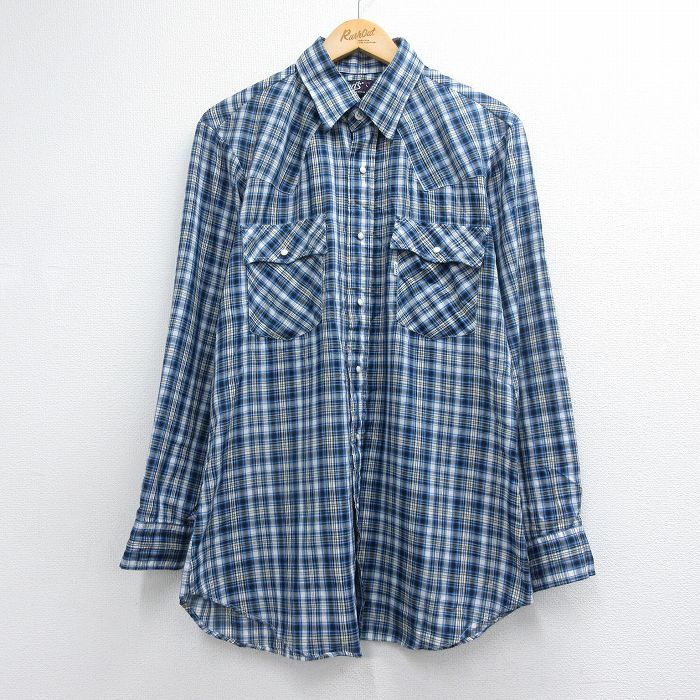 リーバイス 80s 長袖ウエスタンシャツ ブルーチェック メンズL相当 | 古着