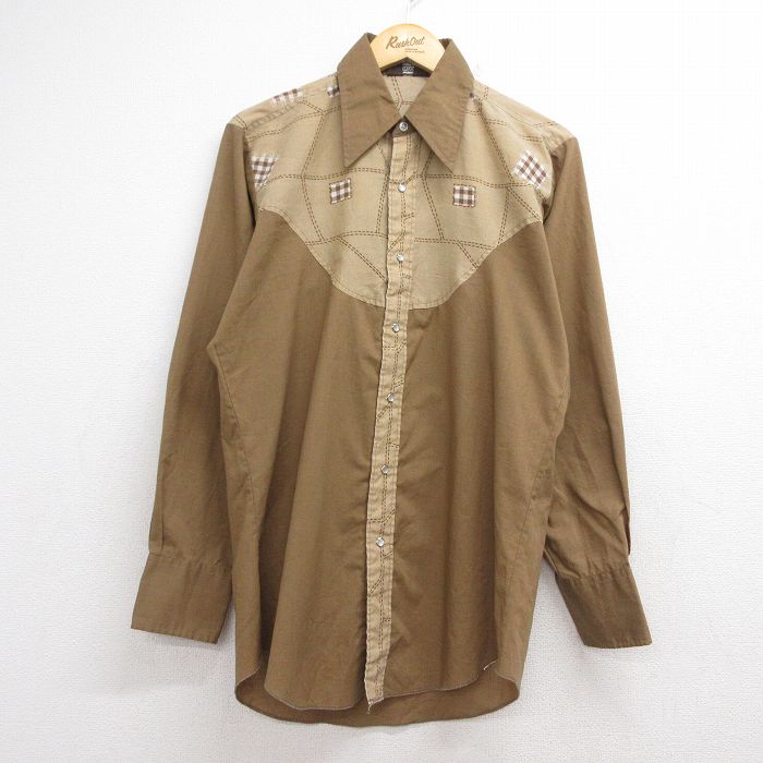 70s ウエスタンシャツ ブラウン メンズL相当 | 古着