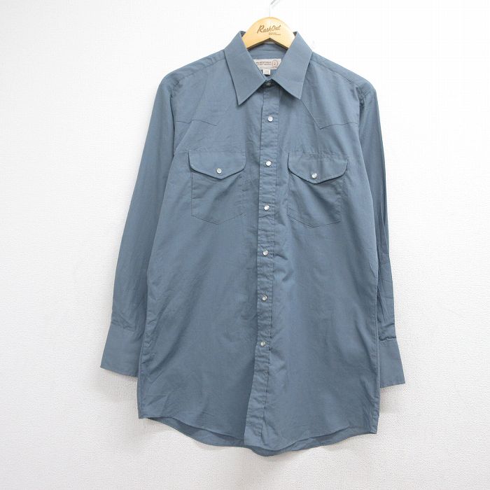 80s 長袖ウエスタンシャツ グレー メンズL相当 | 古着