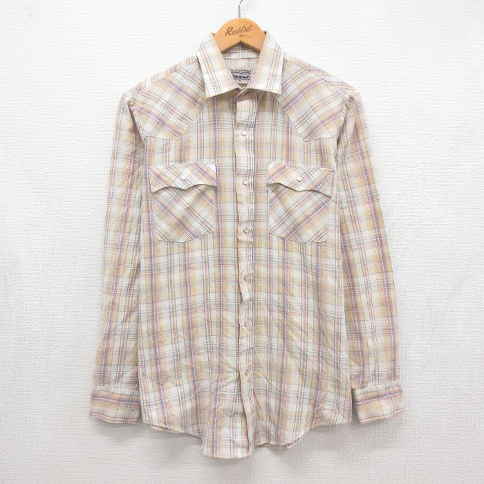 リーバイス 80s 長袖ウエスタンシャツ ベージュチェック メンズM相当 | 古着
