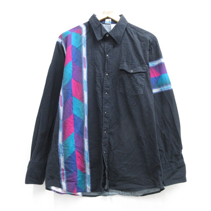 Brooks&Dunn 90s 長袖ウエスタンシャツ スナップボタン ブラック メンズL相当 | 古着