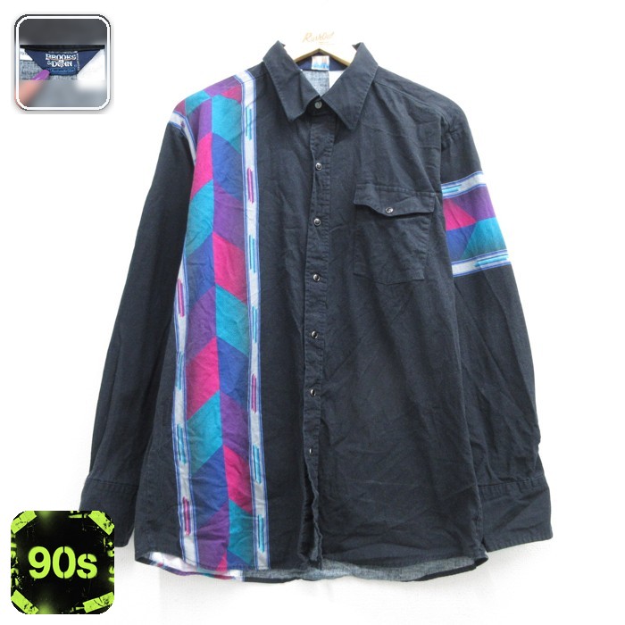 Brooks&Dunn 90s 長袖ウエスタンシャツ スナップボタン ブラック メンズL相当 | 古着