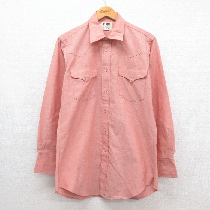 RUDDOCK 80s 長袖ウエスタンシャツ スナップボタン ピンク メンズM相当 | 古着