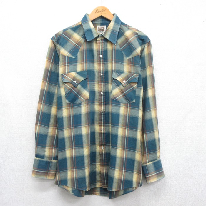 ELY CATTLEMAN 90s 長袖ウエスタンシャツ スナップボタン グリーンチェック メンズXL相当 | 古着