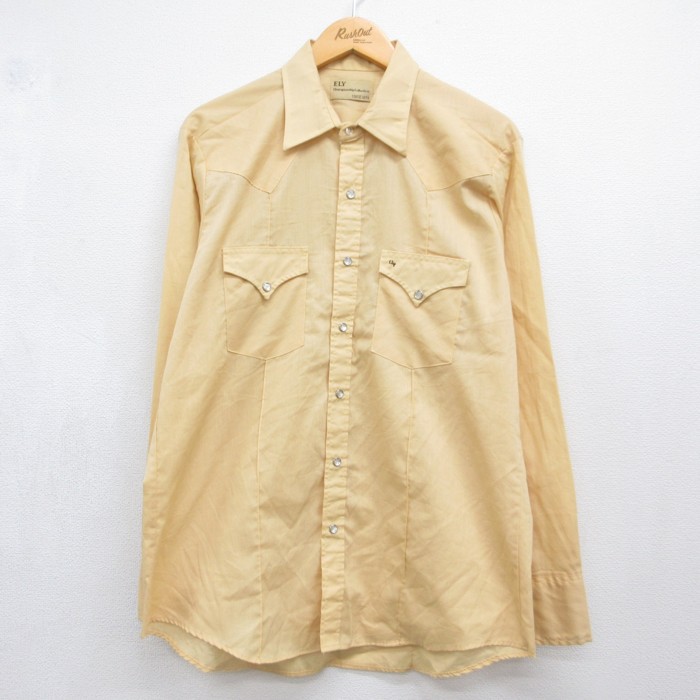 ELY 長袖ウエスタンシャツ イエロー メンズL相当 | 古着