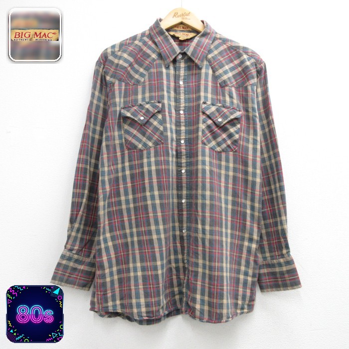 ビッグマック 90s 長袖シャツ チェック ブラウン メンズXL相当 | 古着