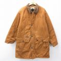 XL★古着 エルエルビーン LLBEAN 長袖 カバーオール メンズ 90年代 90s 襟コーデュロイ ロング丈 大きいサイズ コットン 茶系 ブラウン 内側キルティング 内側フランネル 【spe】 25oct24 中古 アウター